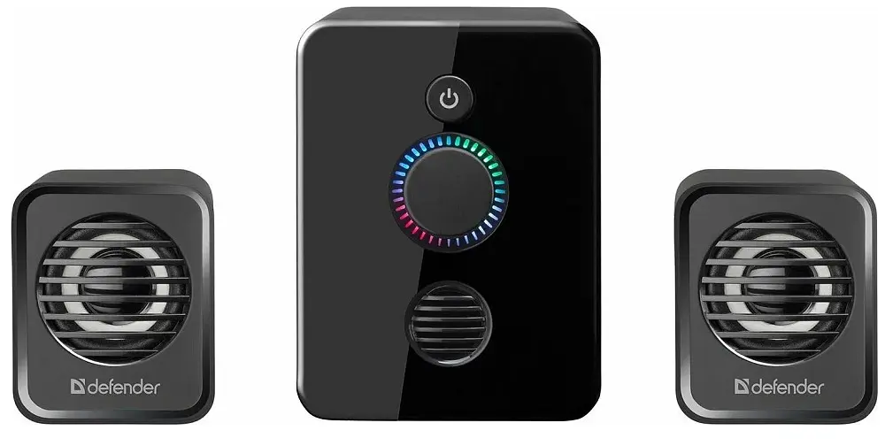 Колонки Defender V12 Black (65212), 2.1 - канальний звук, 2 x 3 Вт + 5 Вт, USB, mini - jack 3.5 мм, підсвічування LED, кабель 0.9 м - фото 2