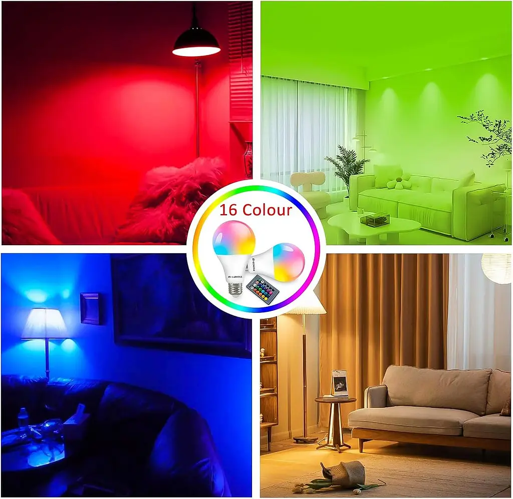 Світлодіодна лампа Bestview RGB лампочки з дистанційним керуванням, RGBW Warm White 5W E27 Screw Base, Mood - фото 6
