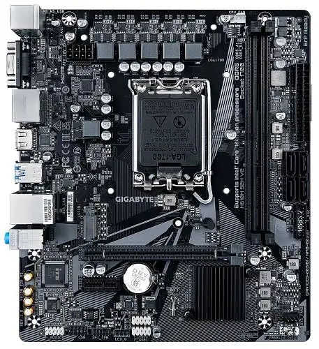 Материнська плата LGA1700, Gigabyte H610M S2H V2, H610, 2xDDR5, Int.Video(CPU), 4xSATA3, 1xM.2, 1xPCI-E 4.0 x16, 1xPCI-E 3.0 x1, ALC997, Real 4xUSB3.2/8xUSB2.0, VGA/HDMI/2xDP, MicroATX - фото 2