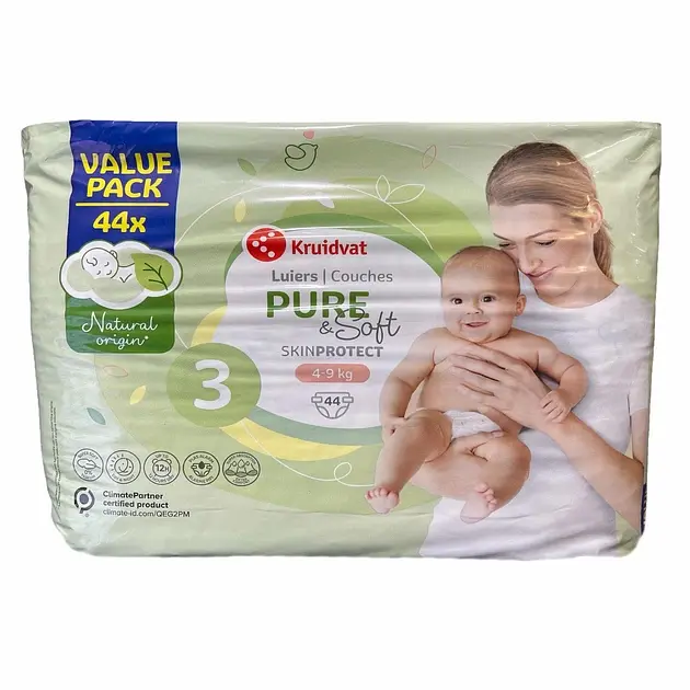 Дитячі підгузники Kruidvat Pure & Soft 3 (4-9 кг), 44 шт
