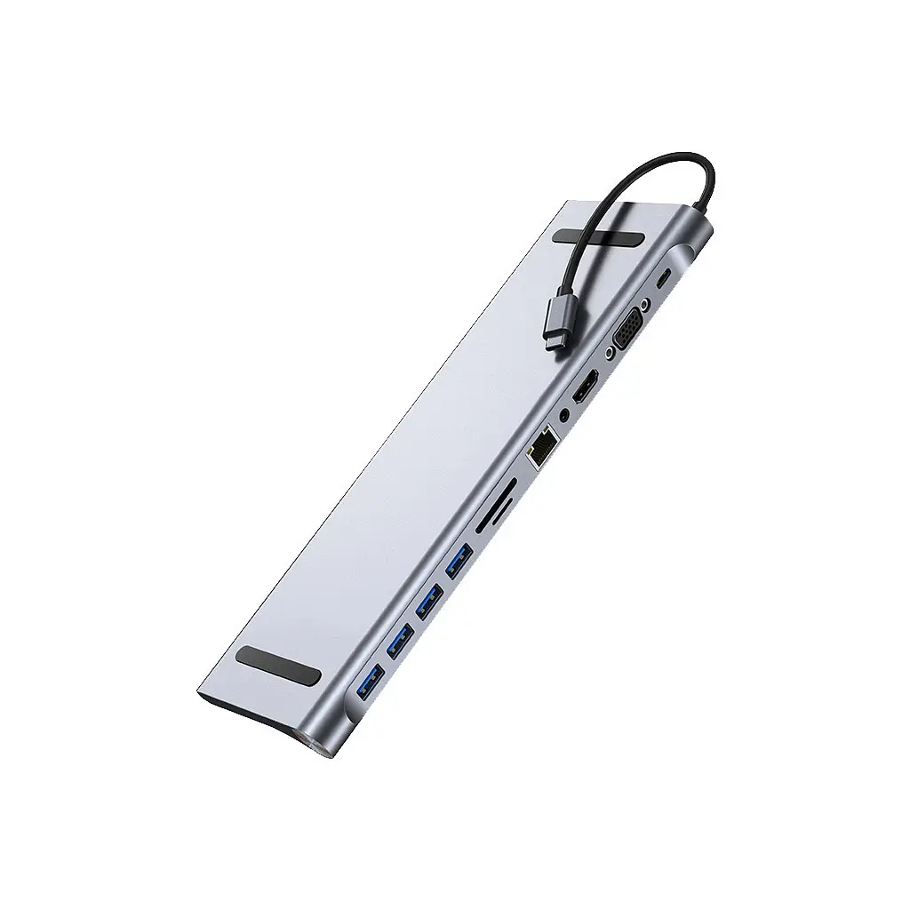 Порт-реплікатор Dynamode 11-in-1 USB-C to HDTV 4K/30Hz, VGA, 1хUSB3.0, RJ45, Type-C PD, Audio, SD/MicroSD (BYL-2003) - фото 2