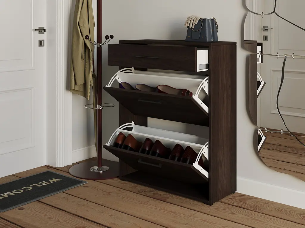Полиця для взуття Flamecame на 3 шухляди з ДСП II FT-7 Темний венге - фото 2