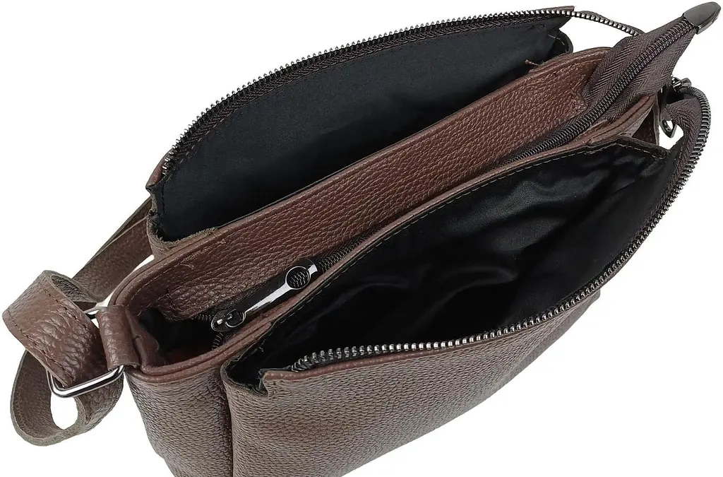 Сумка жіноча Borsacomoda темно-коричнева, шкіряна, наплечна, 31x19.5x9 см - фото 7