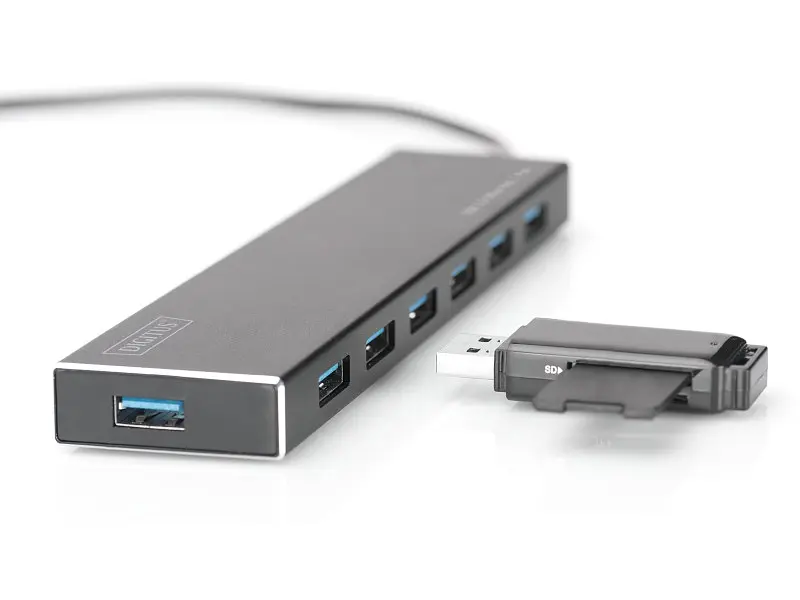 Мультипортовий адаптер Digitus Hub 7-port USB 3.0 SuperSpeed, Power Supply, Aluminum (DA-70241-1) - фото 7