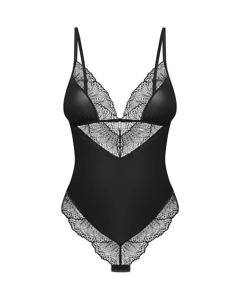 Тедді Obsessive Lobellis teddy, XL/2XL, чорне, ліф з м’якою чашкою, відкрита спина, низ-стрінги - фото 3