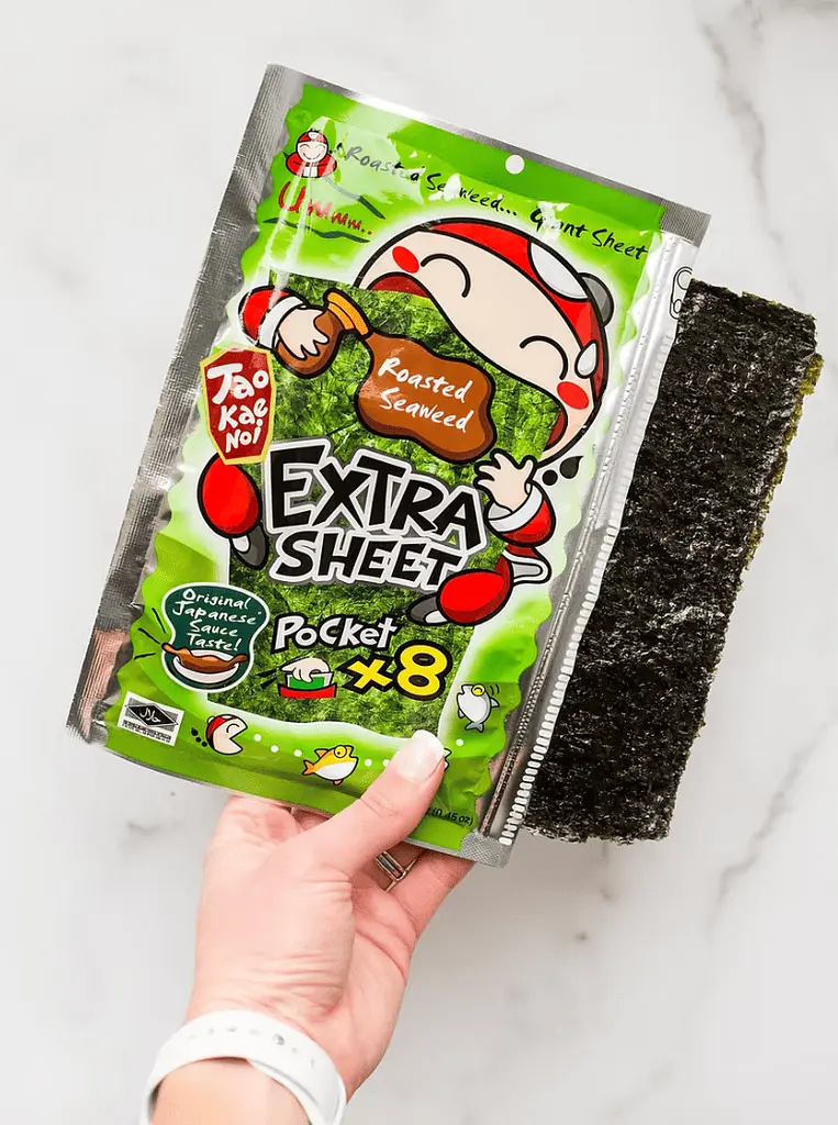 Чіпси Норі Tao Kae Noi Extra Sheet Pocket x8 sheets Roasted Seaweed Original 12.8г - фото 3