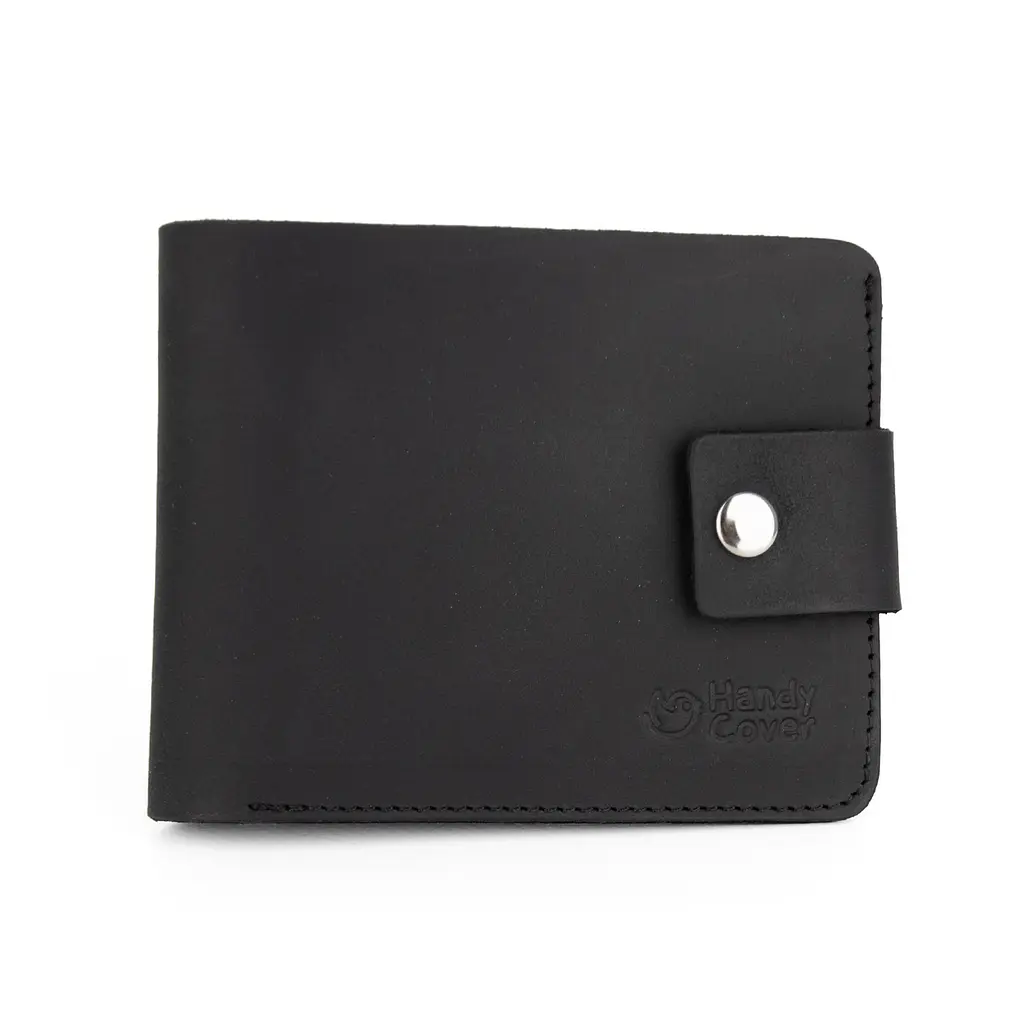 Портмоне чоловіче шкіряне на кнопці Handycover НС-0048 матове чорне