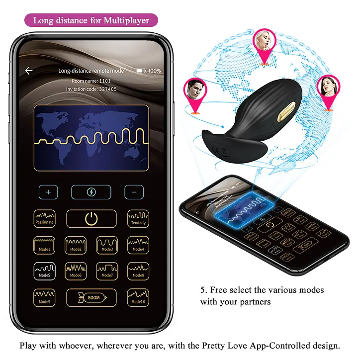 Смарт анальна пробка з вібрацією та електростимуляцією LyBaile Pretty Love Jefferson Electric Shock Stimulator, 9.2х3.4 см - фото 8
