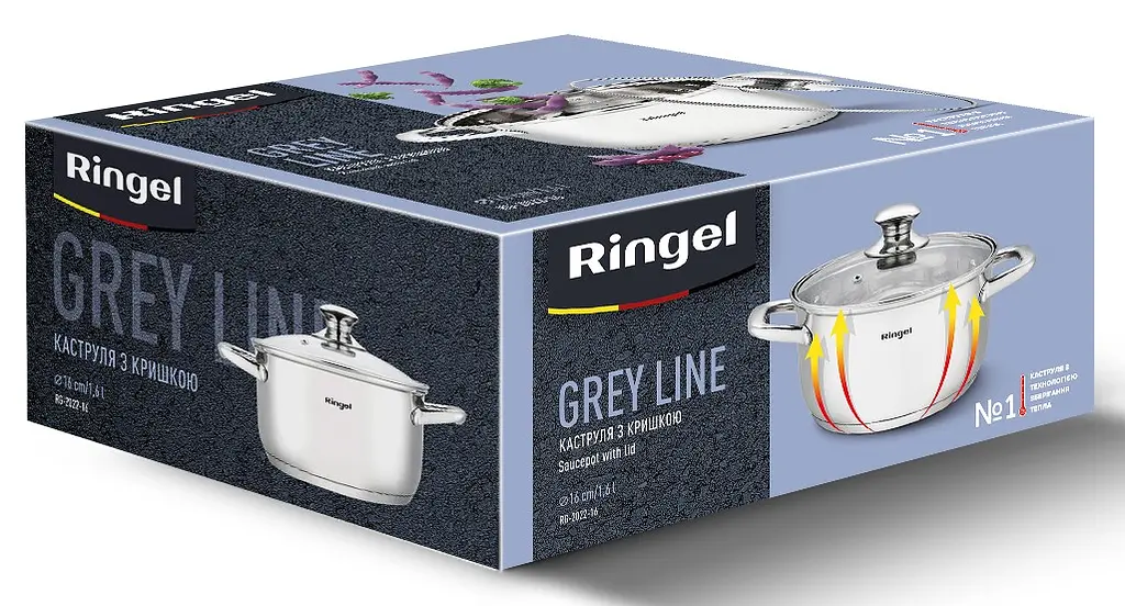 Кастрюля Ringel Grey line 1.6 л 16 см kuh0016400 - фото 3