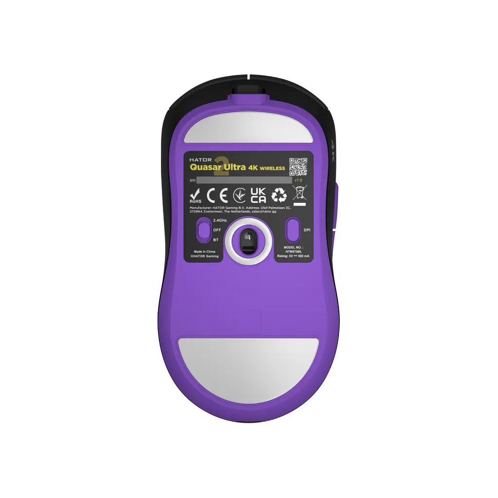 Мишка Hator Quasar 2 Ultra 4K Wireless/Bluetooth/USB Black/Lilac (HTM570BL) - фото 3