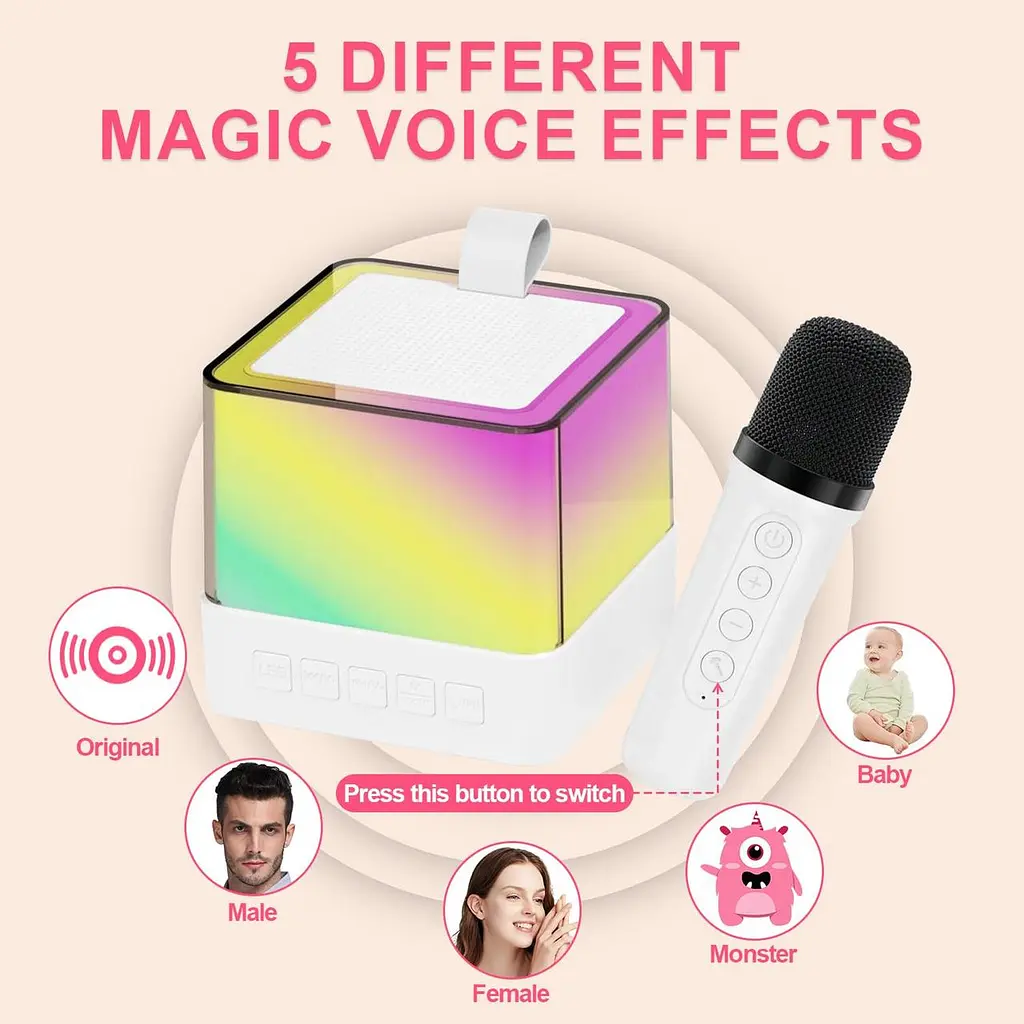 Міні-дитяче караоке з RGB-підсвіткою K18 ∙ Bluetooth-колонка K18 з 2 мікрофонами - фото 4