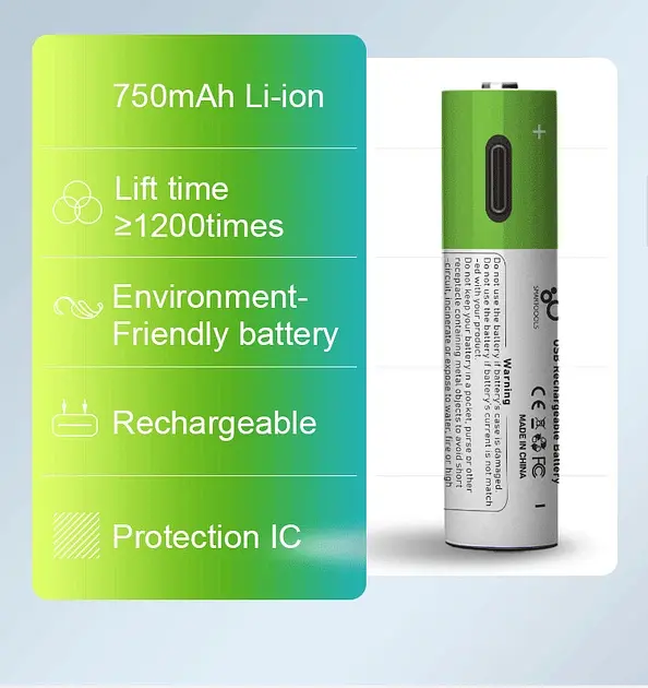 Акумулятор 10440 Smartoools 750 mAh 3.7V батарейка із вбудованою зарядкою Type-C - фото 4