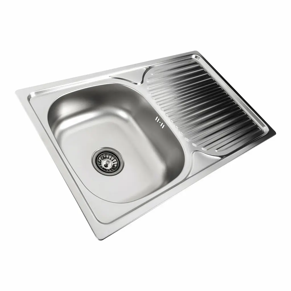 Кухонна мийка з нержавіючої сталі прямокутна Platinum декор 7848 (0,8/180 мм), R, Decor - фото 4