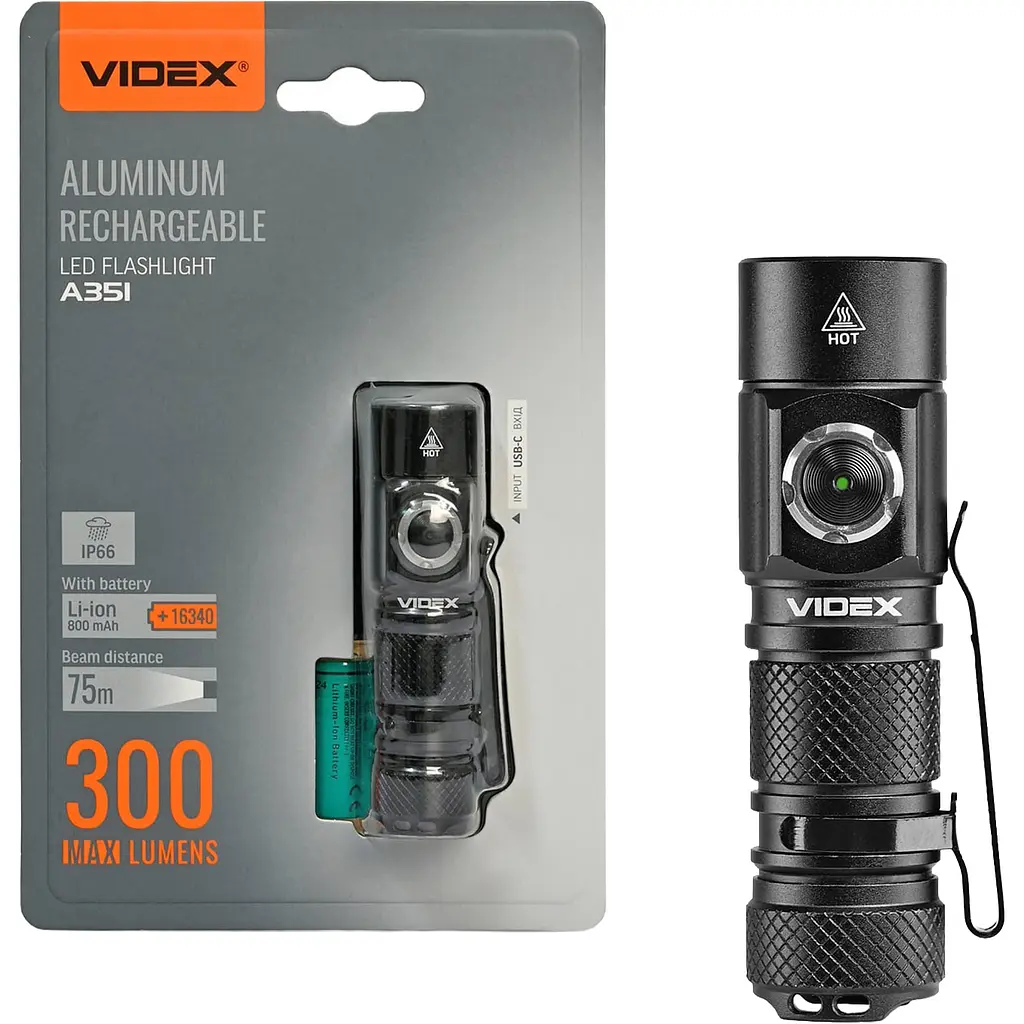 Портативний світлодіодний ліхтарик Videx VLF-A351, 300Lm 5000K (28357-000)
