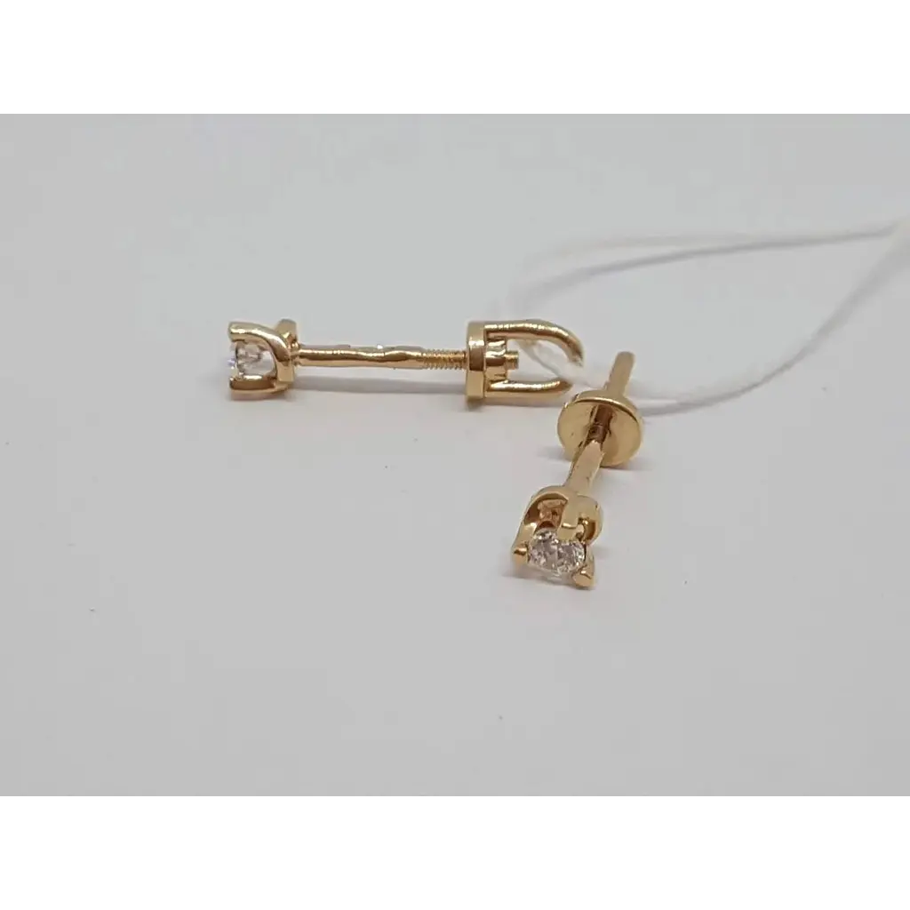 Золотые серьги-пуссеты Гаразд с фианитами. 3533276 - фото 3