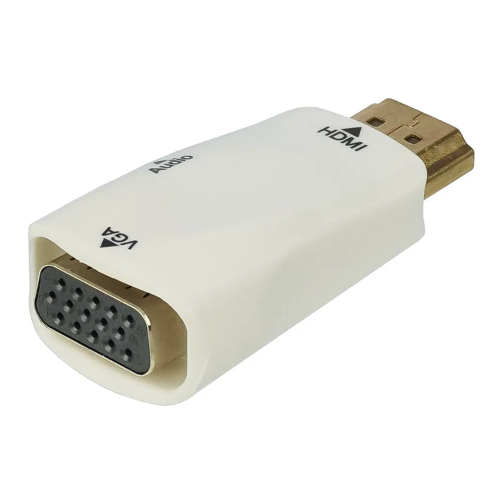 Адаптер переходник HDMI VGA F + AUX 3.5 белый - фото 3