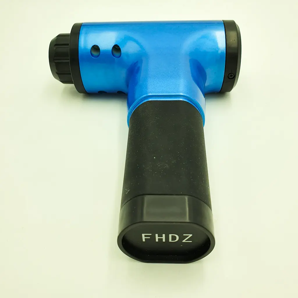 Акумуляторний масажер для тіла м'язовий портативний ручний 4 насадки Fascial Gun MP-320 синій - фото 3