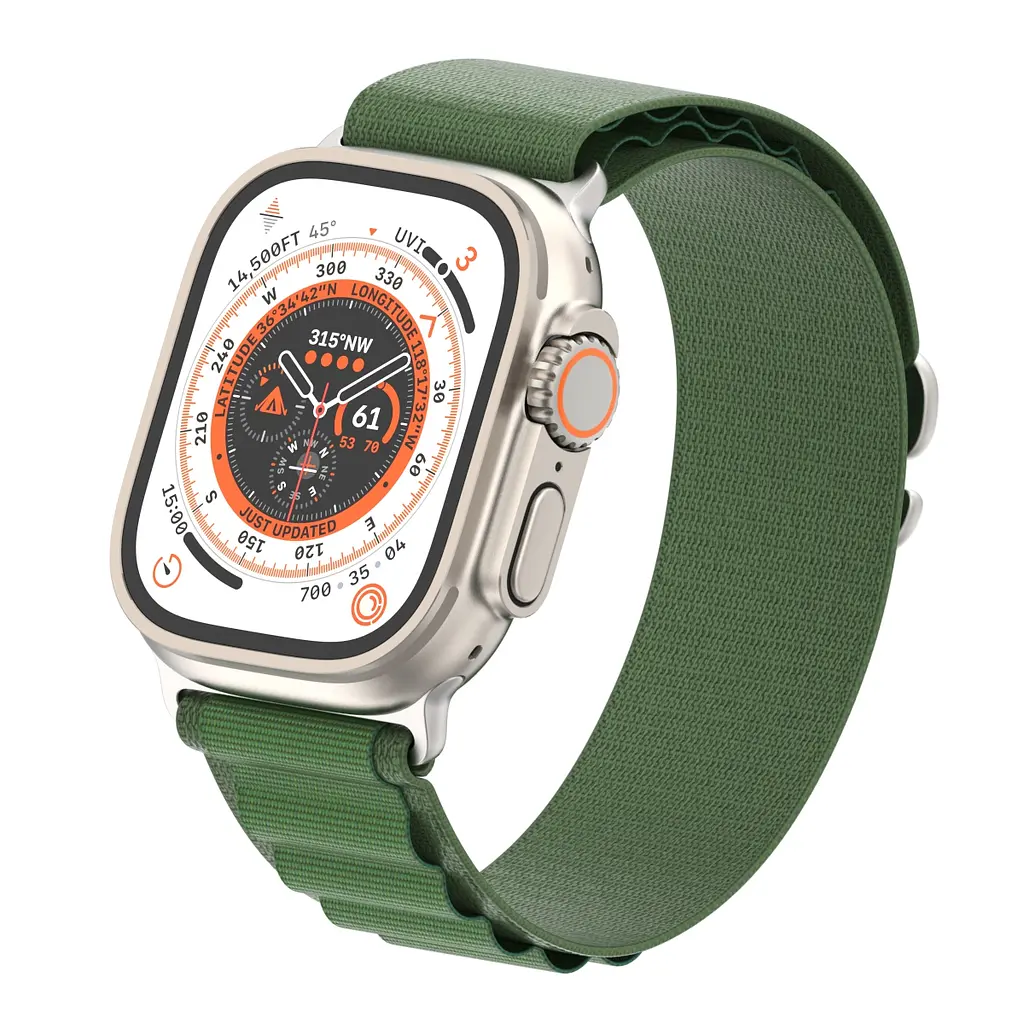 Ремінець для Apple Watch 49/46/45/44/42 (Series 1-3), зелений, Alpine Loop Alpina Band, тканинний поліестеровий ремінець для смарт-годин, дихаючий, для активного відпочинку та спорту, ArmorStandart (ARM64981) - фото 4
