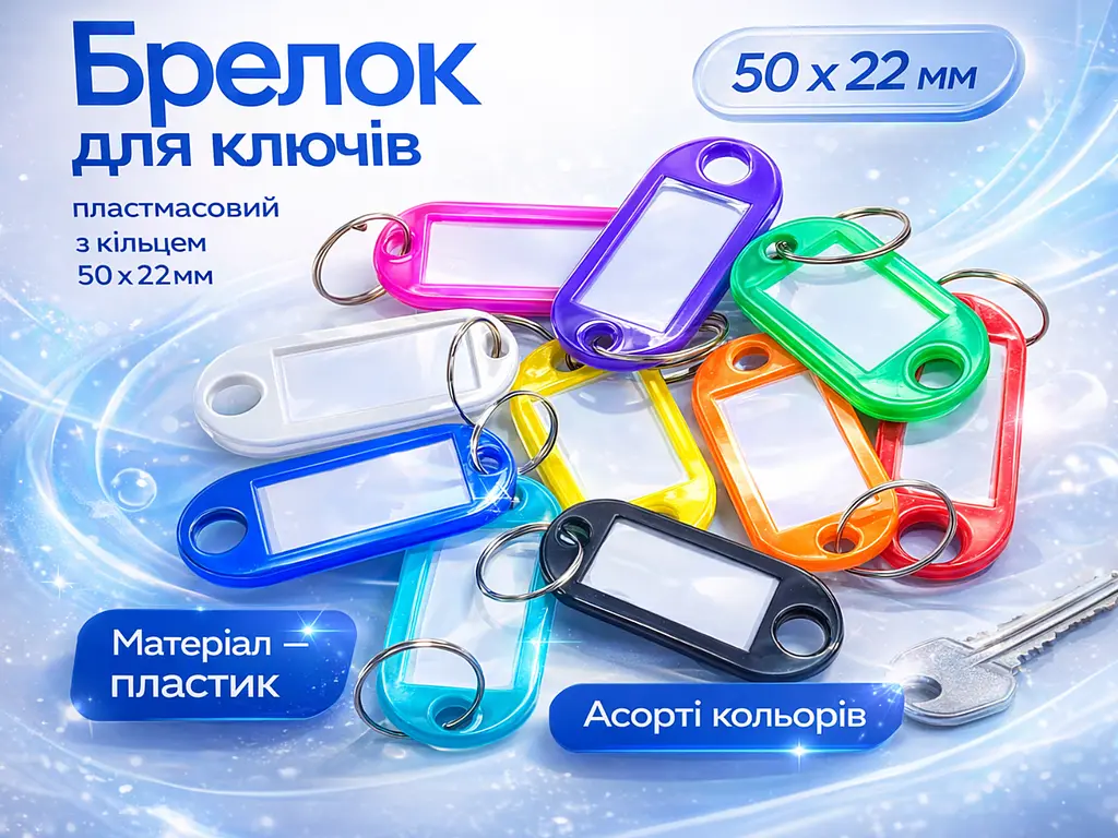 Брелок для ключів пластмасовий з кільцем 50х22 мм зелений - фото 4