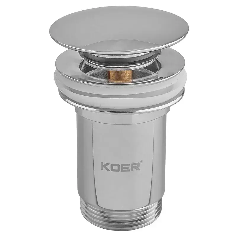 Донний клапан для раковини Koer PW-07-01 з переливом автоматичний Click-Clack 1 1/4″ Хром KR5782