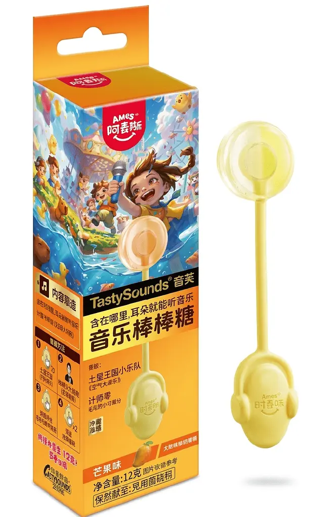 Льодяник Amos Tasty Sounds Audio Lollipop Mango Flavor 12г - фото 2