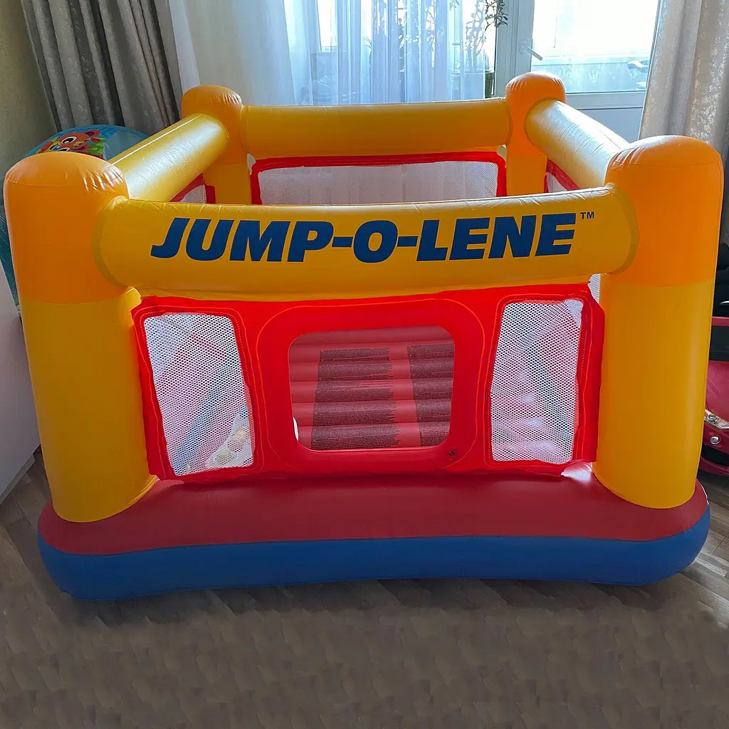 Батут дитячий надувний Intex Jump-O-Lene 174×174×112 см, манеж для стрибків з захисною сіткою, 3–6 років, 54 кг - фото 4