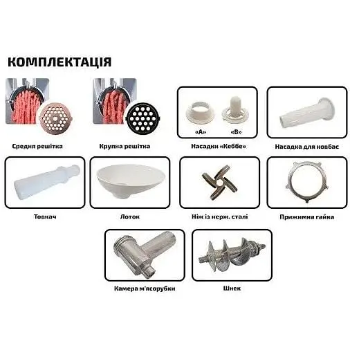 М'ясорубка електрична Grunhelm AMG145W 1400 Вт - фото 3