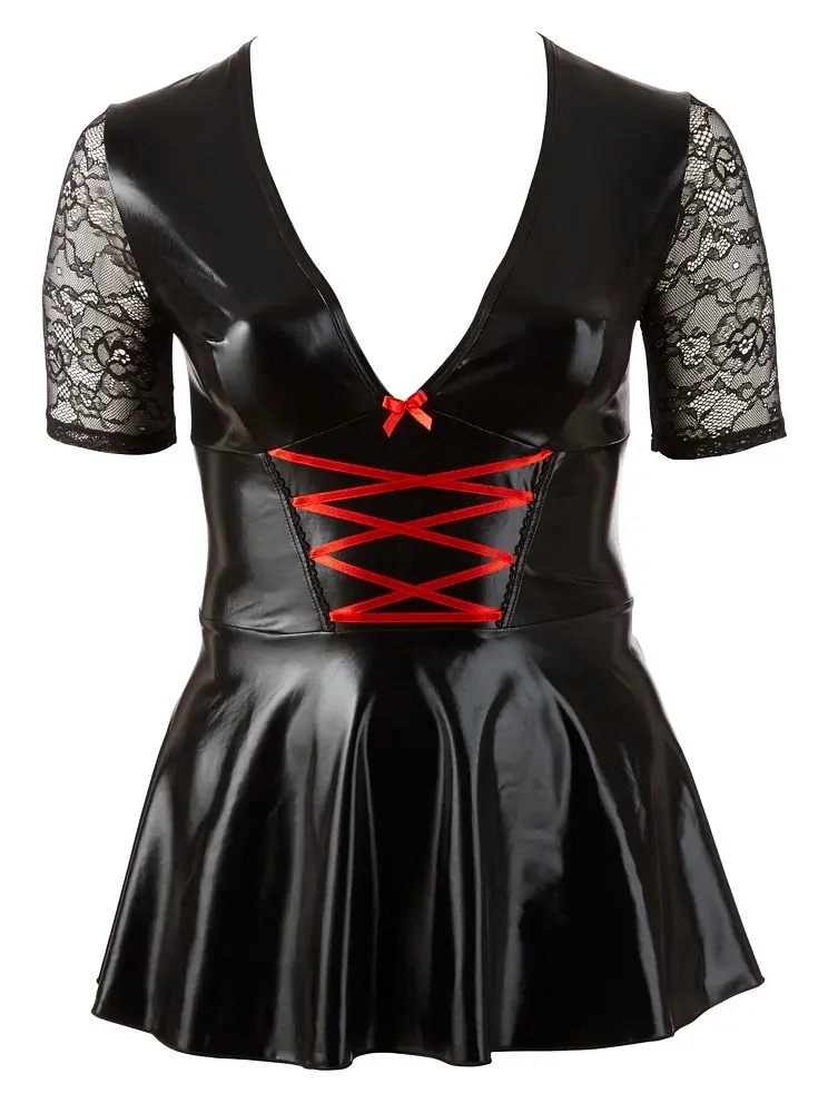Мини-платье Cottelli Collection Vinyl Lack Wetlook Latex XL черный - фото 4