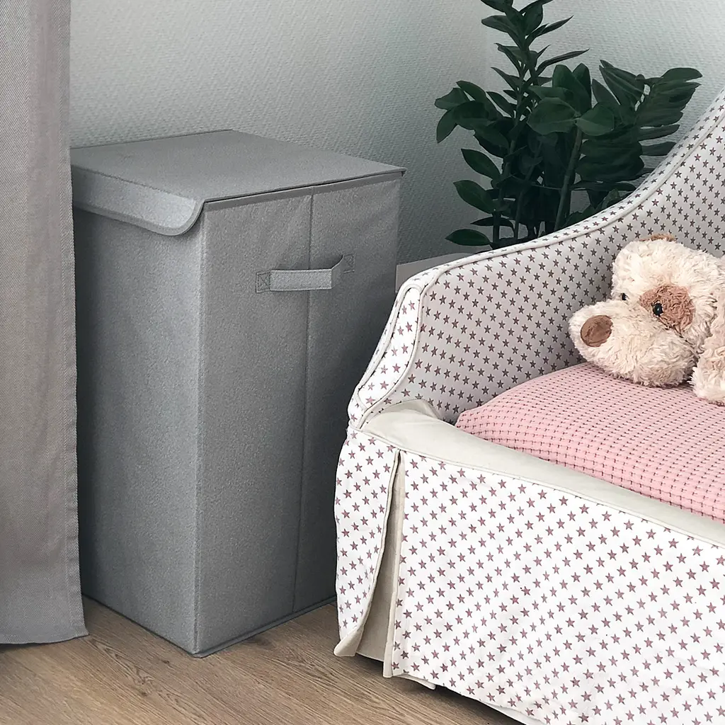 Ящик для зберігання МВМ My Home текстильний з кришкою 340х340х580 мм сірий (TH-02 GRAY) - фото 8
