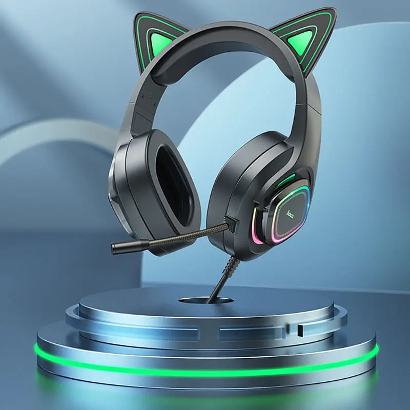 Накладные наушники Hoco W107 Cute cat (USB+3.5mm/2m) - фото 8