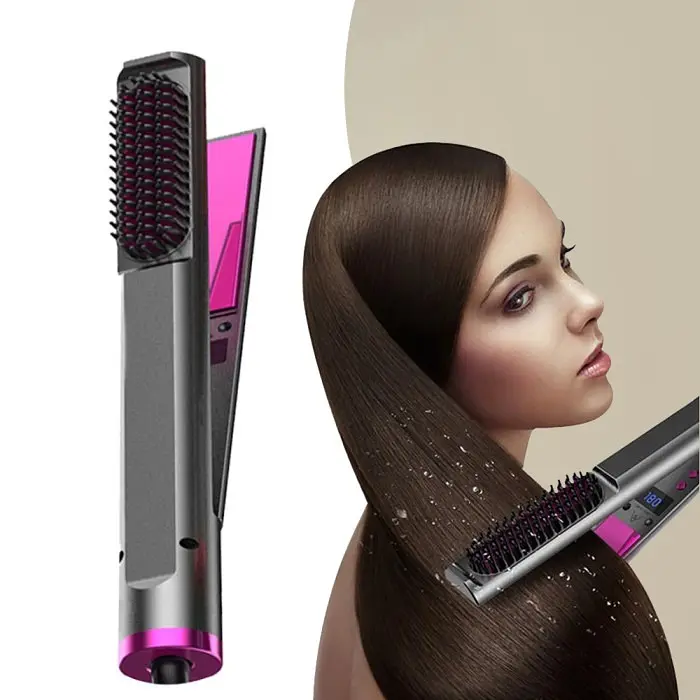 Випрямляч для волосся з щіткою Hair Straightene  NJ-481r 3в1 мультистайлер - фото 2