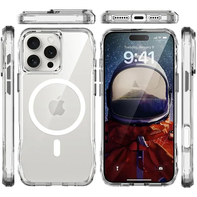 Чехол TPU Space Octagon with MagSafe для Apple iPhone 16 Pro (6.3) Clear - фото 3
