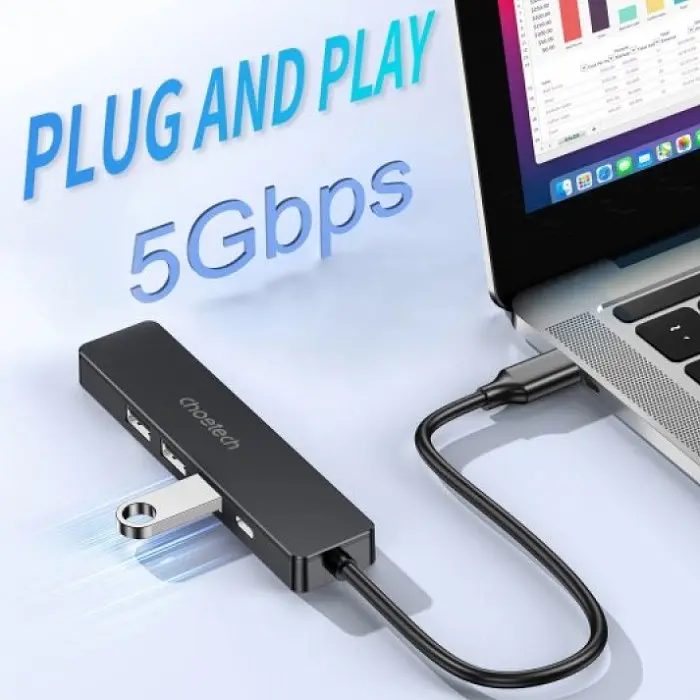 Док-станція USB 3.0 ->HDMI 4K30Hz/USB2.0x2/USB 3.0/USB-C PD 100W 5 in 1 Hub Choetech - фото 5