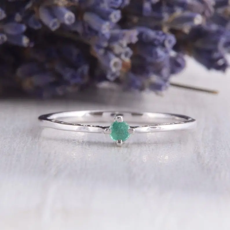 Каблучка з білого золота з ізумрудом 18 K-0109 - фото 4