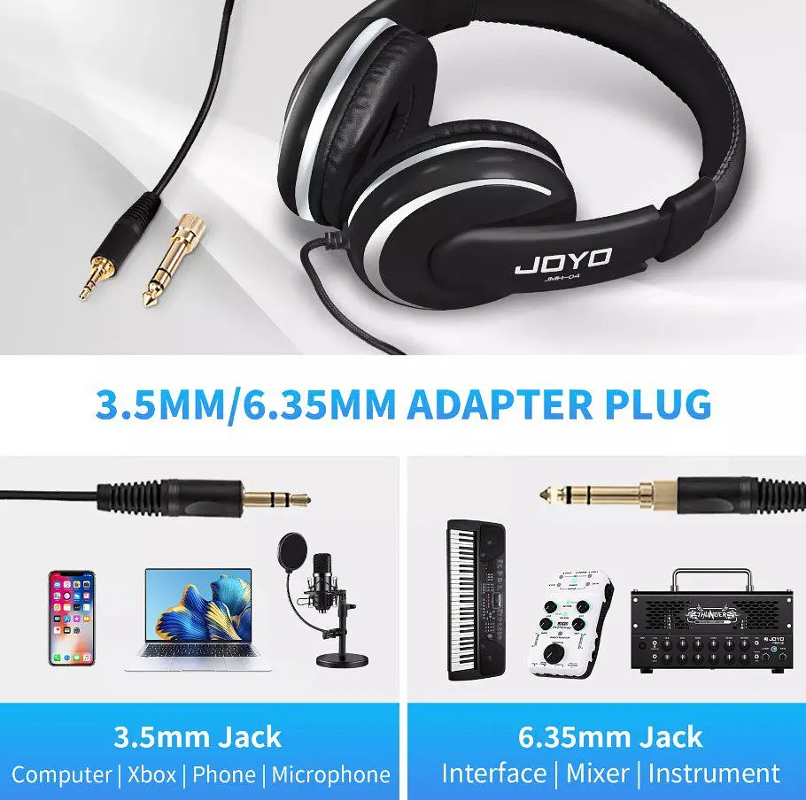 Навушники монітори JOYO JMH04 mini-jack 3.5, Jack 6.3 Black - фото 7