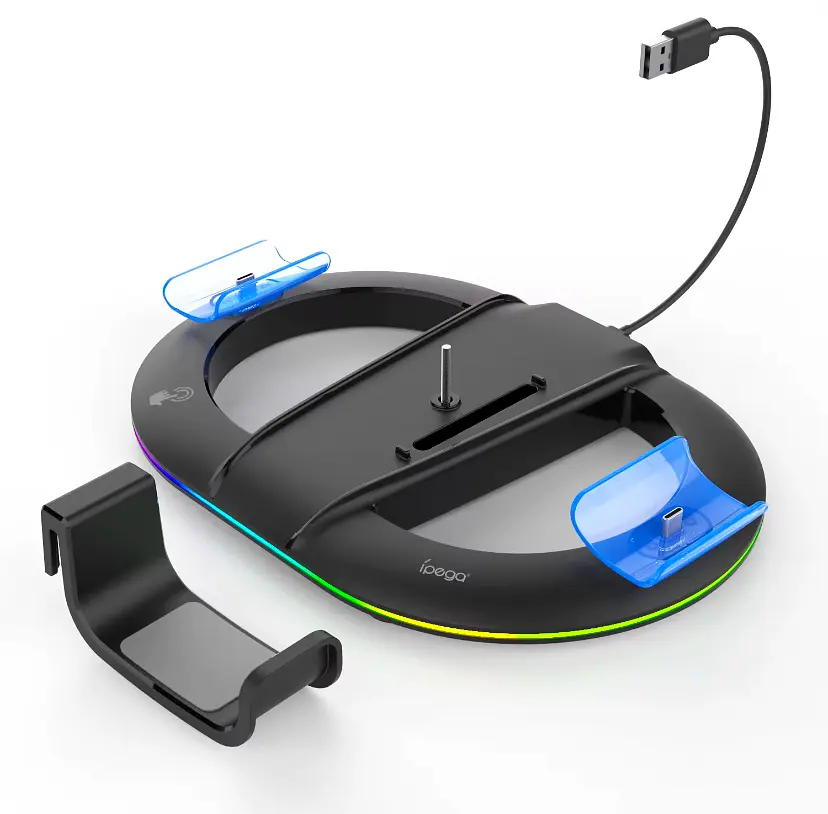Вертикальна підставка для PS5 Slim iPega із тримачем для навушників DualSense на 2 геймпада Чорний ( hub_i0gmq3 ) - фото 4
