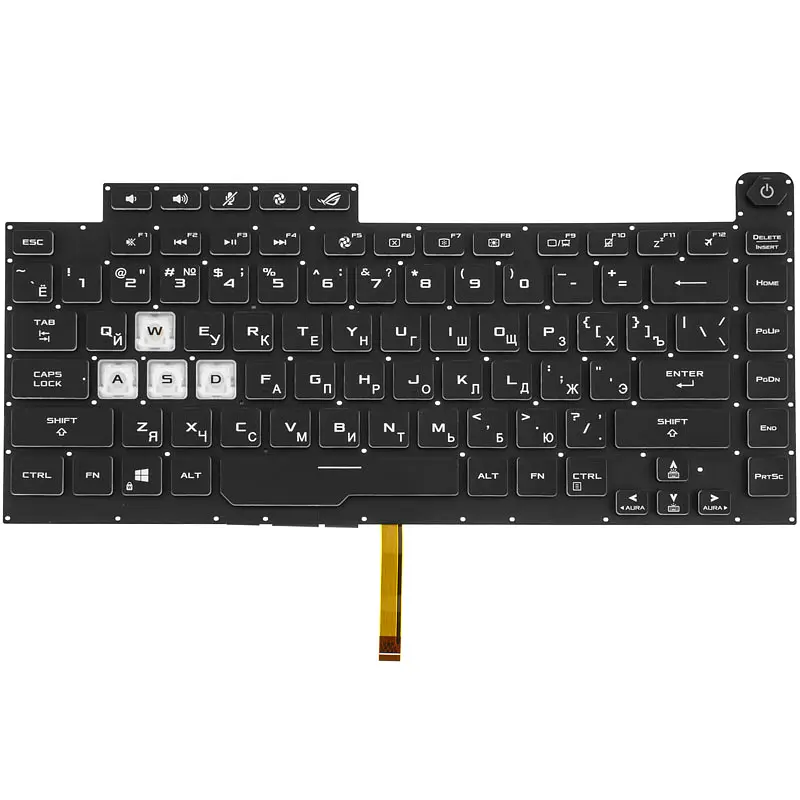 Клавіатура для ноутбука ASUS (G531 series) rus, black, без фрейма, підсвічування клавіш (RBG 16 pin) - фото 2