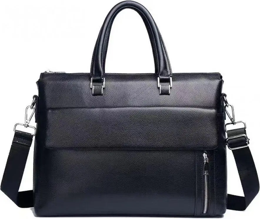 Чоловіча сумка-портфель Tiding Bag шкіряна Чорна - фото 2