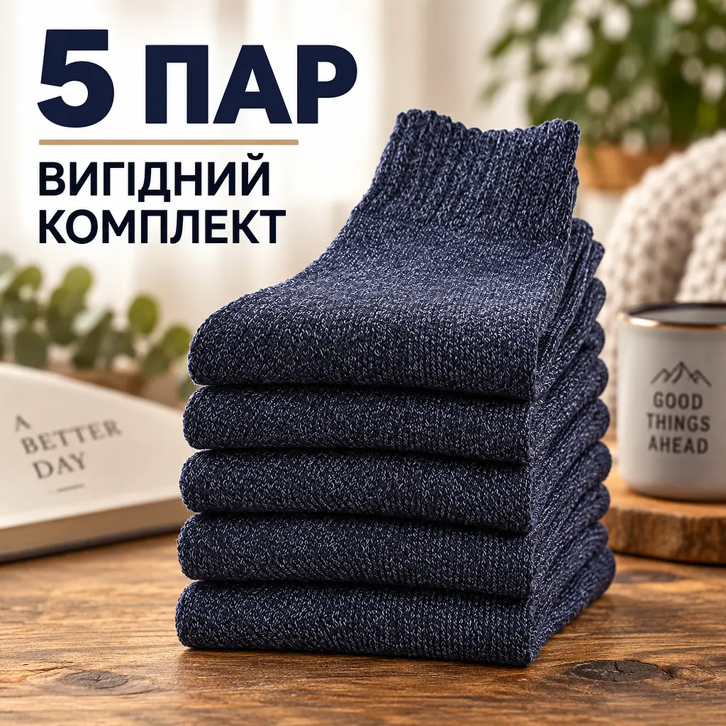 Універсальні чоловічі шкарпетки махрові розмір 39-46 Solve — термо-шкарпетки , 5 пар, KT7003804 - фото 9
