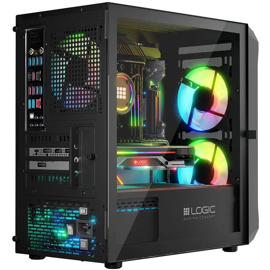Корпус LogicConcept PORTOS MESH+GLASS ARGB fans 3x120 мм BLACK без БЖ mATX (AM-PORTOS-10-0000000-0002) - фото 7