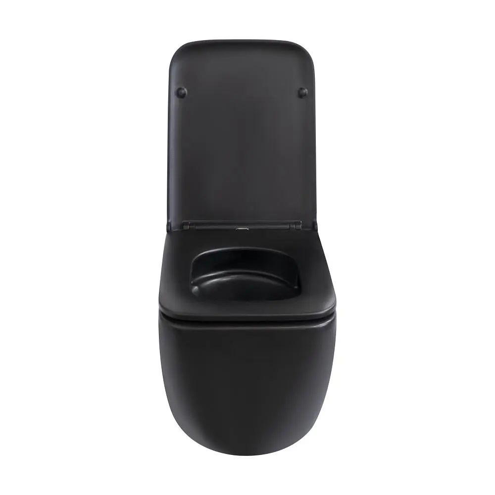 Унитаз подвесной Qtap Gemini безободковый с сиденьем Soft-close QT2533076EUQMB, Черный матовый - фото 3