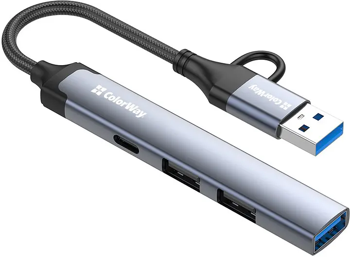 USB хаб СolorWay USB-A/USB-C 4-в-1 USB2.0х2/USB3.0/USB-C2.0 - фото 2