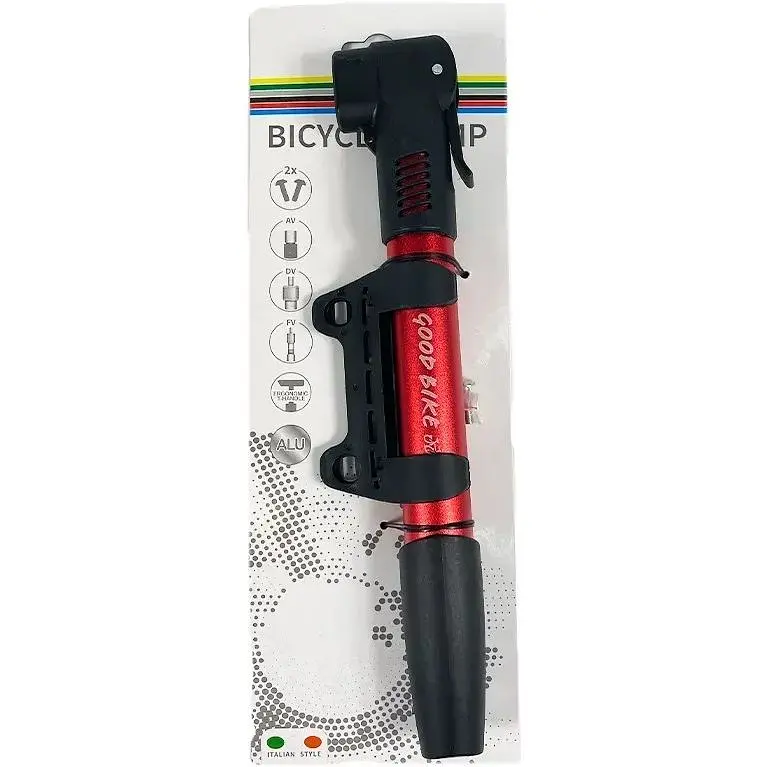 Насос ручной для велосипеда Good Bike Dual Alu в алюминиевом корпусе AV, FV, DV красный (92518R-IS) - фото 9