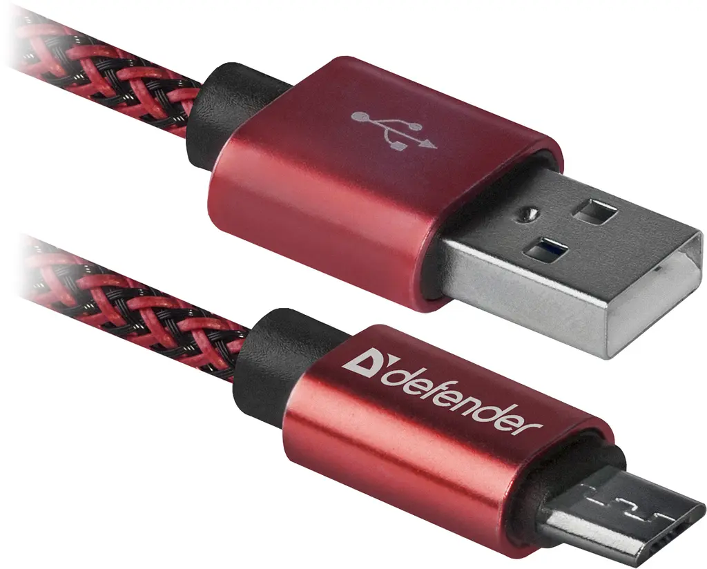 Кабель USB 2.0 AM-micro BM, 1.0 м, червоний, 08-03T PRO Defender - фото 2