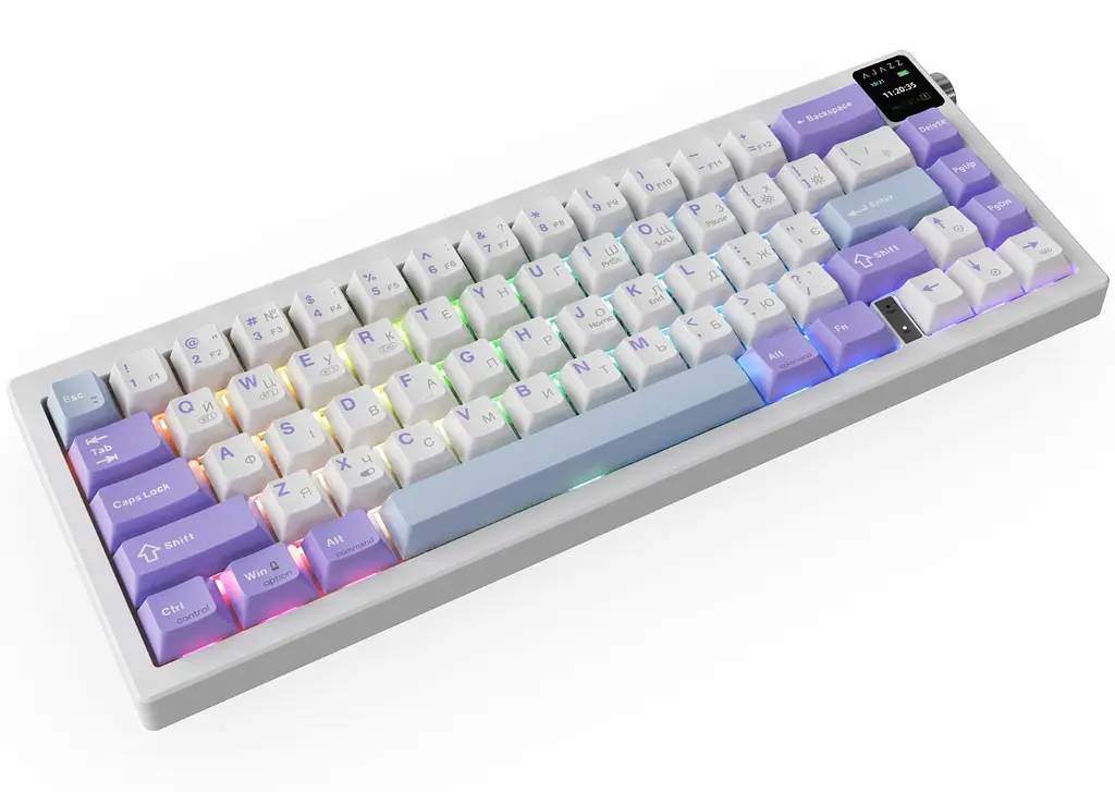 Клавіатура ігрова механічна бездротова Ajazz AK-650WP White-Purple RGB Flying Fish Switch Hot-Swap - фото 3
