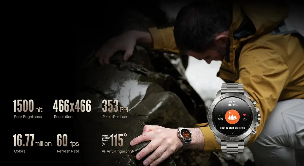 Mibro Смарт-часи GS Explorer S 48мм, 1.32", 466x466, AMOLED, BT 5.3, Dual-band GPS, 10 ATM, суцільний титан - фото 9