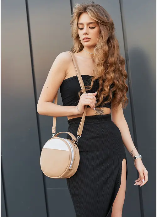 Жіноча кругла сумка кросбоді Sambag 20х20х10 см sum0019270 - фото 8