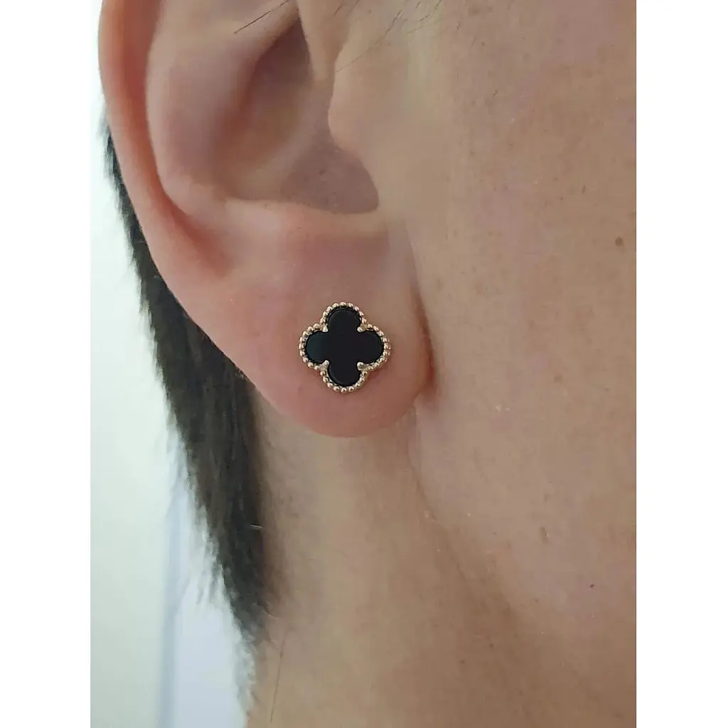 Золоті сережки-пуссети Платон Конюшина з агатом. 1С127/67Б - фото 2