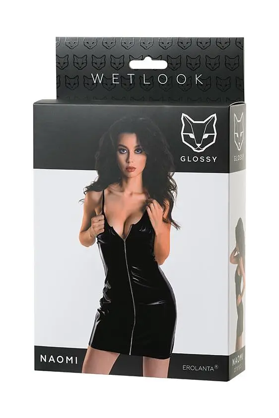 Сексуальна сукня Glossy Wetlook Naomi S чорний - фото 5