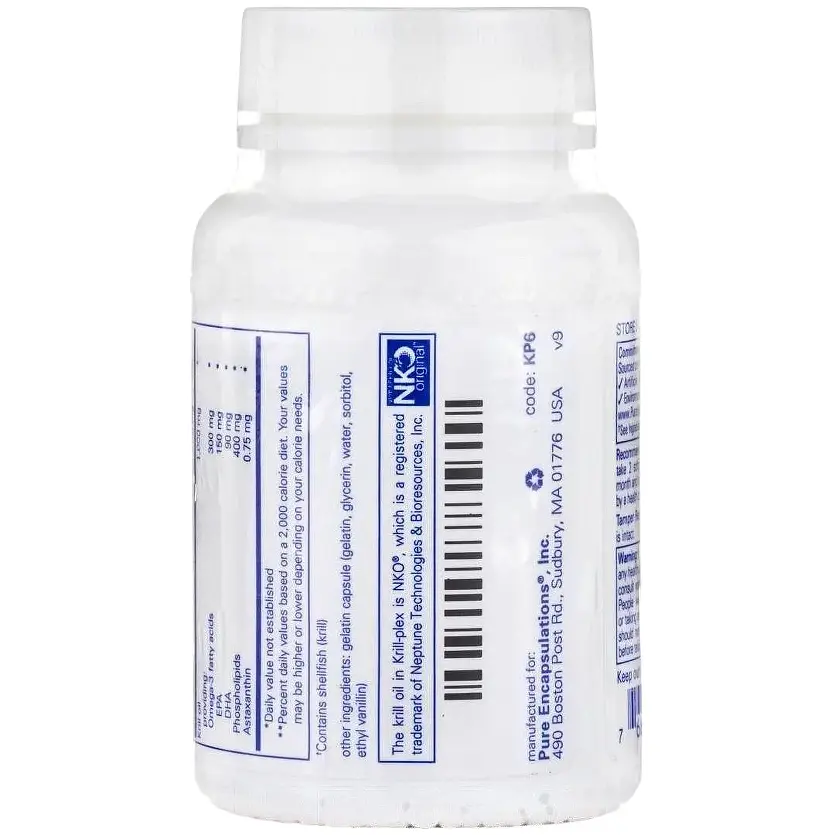 Омега-3 жирные кислоты фосфолипиды антиоксиданты Pure Encapsulations Krill-plex 1000 мг 60 капсул (PE-00683) - фото 5
